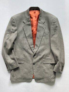 Christian Aujard Brown Tweed Houndstooth Men Blazer 40R SportCoat Jacket